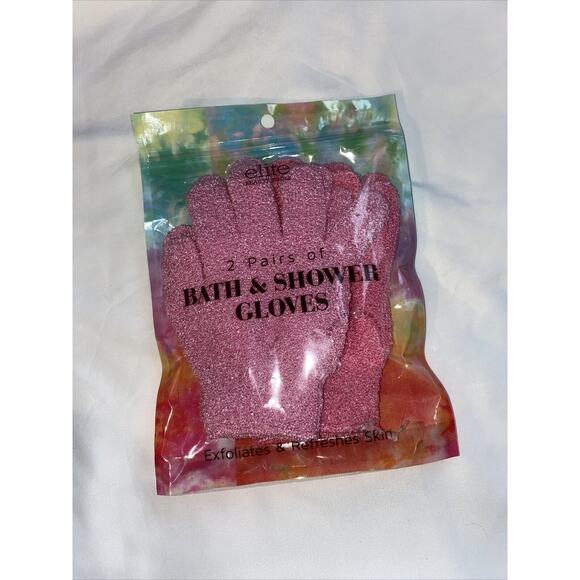 Elite Shower Exfoliating Wash Skin Spa Bath Gloves Scrubber New in Package - Picture 1 of 4